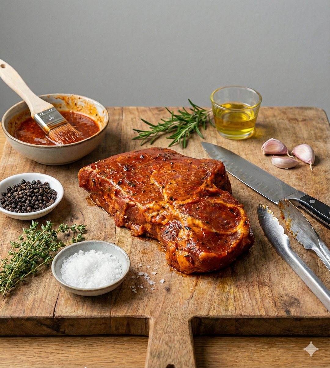 Cote de porc spiringue marinée